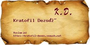 Kratofil Dezső névjegykártya